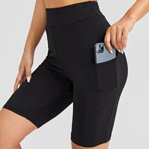 Black Biker Shorts with Cellphone Holder